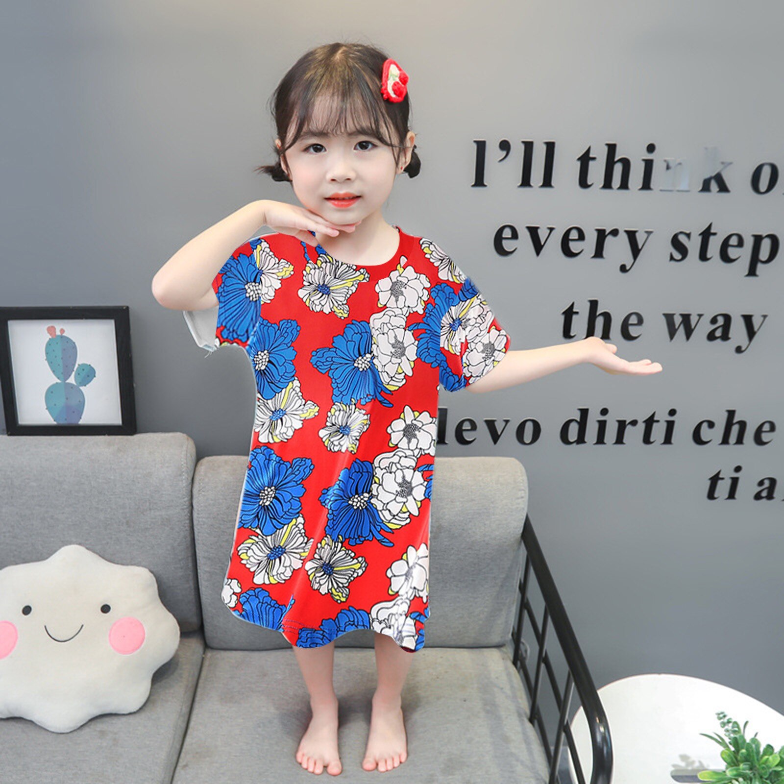 Baby Kids Dress Cartoon Girls Toddler Pajamas Dress Princess Clothes Floral Girls 2t Cat Pajamas Fleece Sleepers 6 9 Months